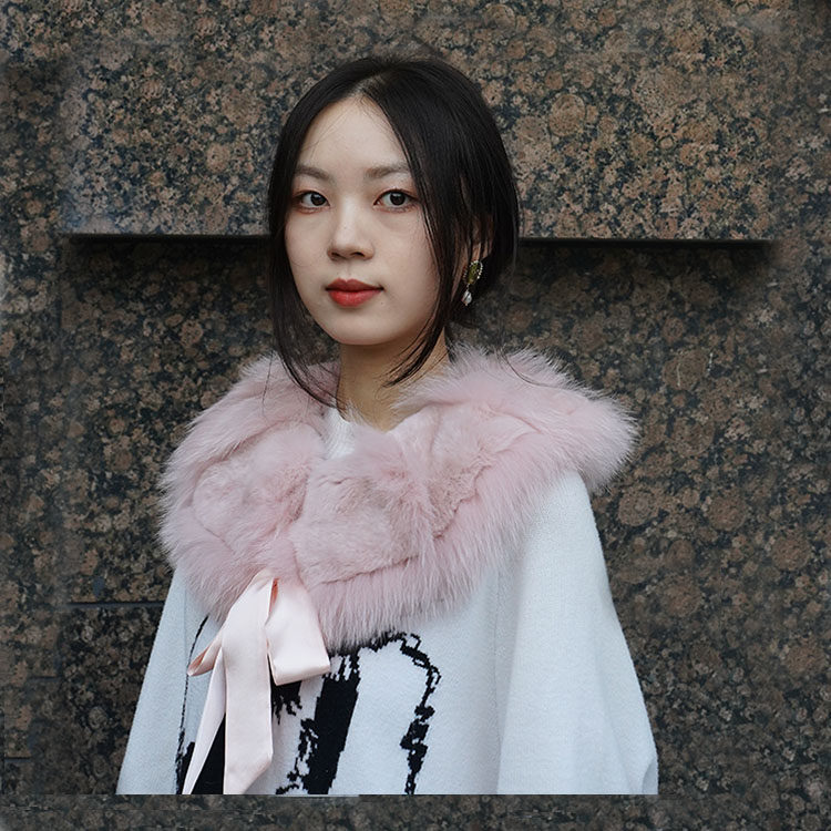 秋冬拼色中国风女真毛狐狸毛围脖