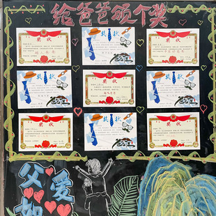 感恩父亲节日主题给爸爸颁奖状纸通用创意纪念礼物荣誉证书感谢信