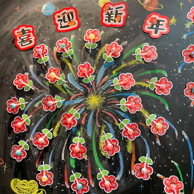 马年新年小红花棒棒糖装饰纸卡