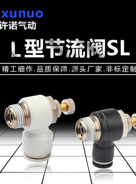 精品黑白色SL8-02节流阀可调速气缸限流气动气管软管快插快速接头