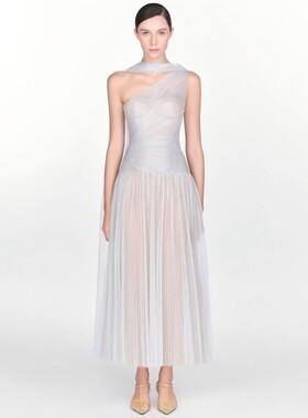 Montsand越南小众设计师品牌气质优雅星河闪耀挂脖飘带礼服连衣裙