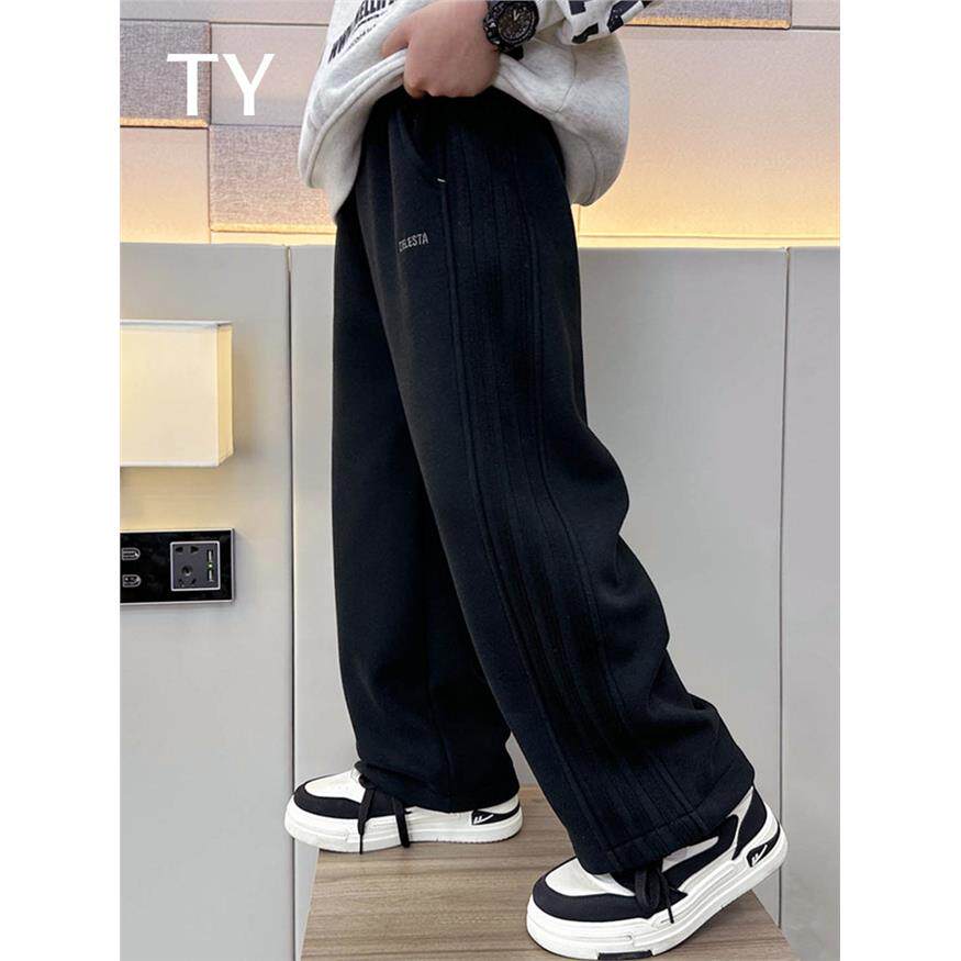 韩国TY童装潮牌男童裤子2025新款大儿童男孩秋冬季卫裤直筒运动裤
