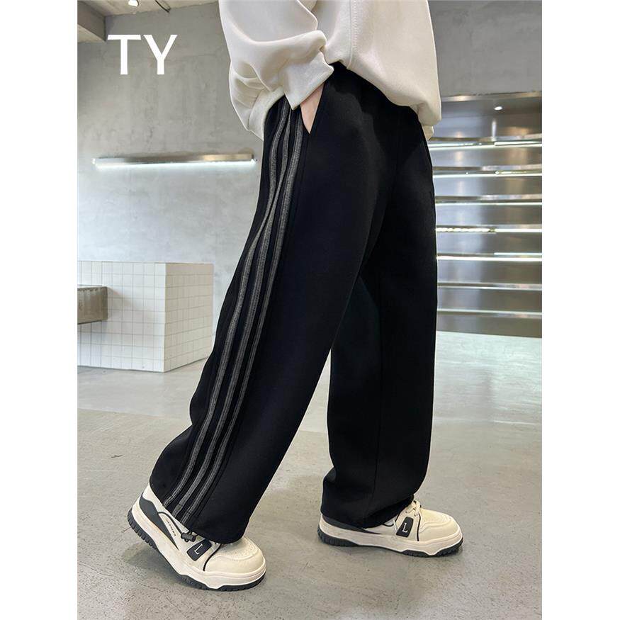 韩国TY童装潮牌男童加绒裤子秋冬季2025新款中大儿童百搭直筒长裤