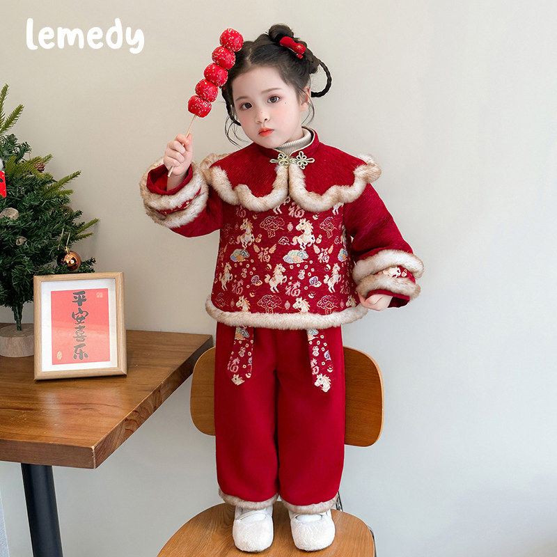 韩国Lemedy女童红色拜年服2026新款宝宝马年年装儿童国风新年衣服