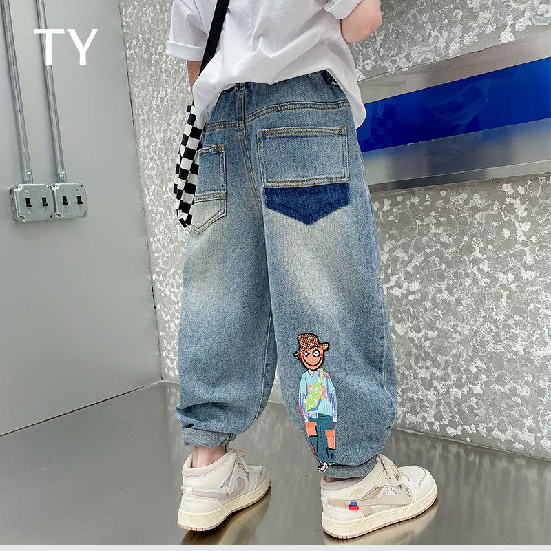 韩国TY童装潮牌男童牛仔加绒裤子中大儿童秋冬季2026新款酷帅长裤