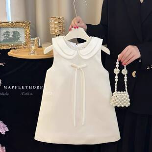 法国Uamtor女童白色生日礼服裙夏季高端轻奢小众周岁宴气质公主裙