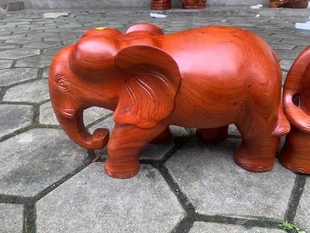 摆件40公分一对 红木工艺品 花梨木木雕大象