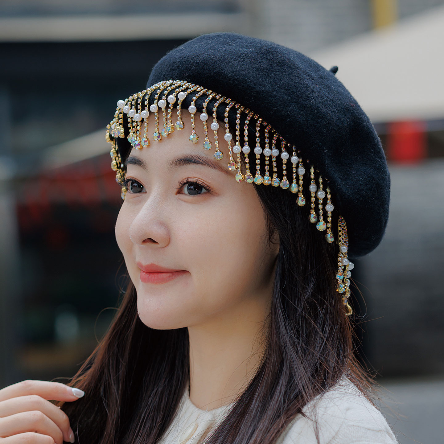 小香风蘑菇贝雷帽女士秋冬季
