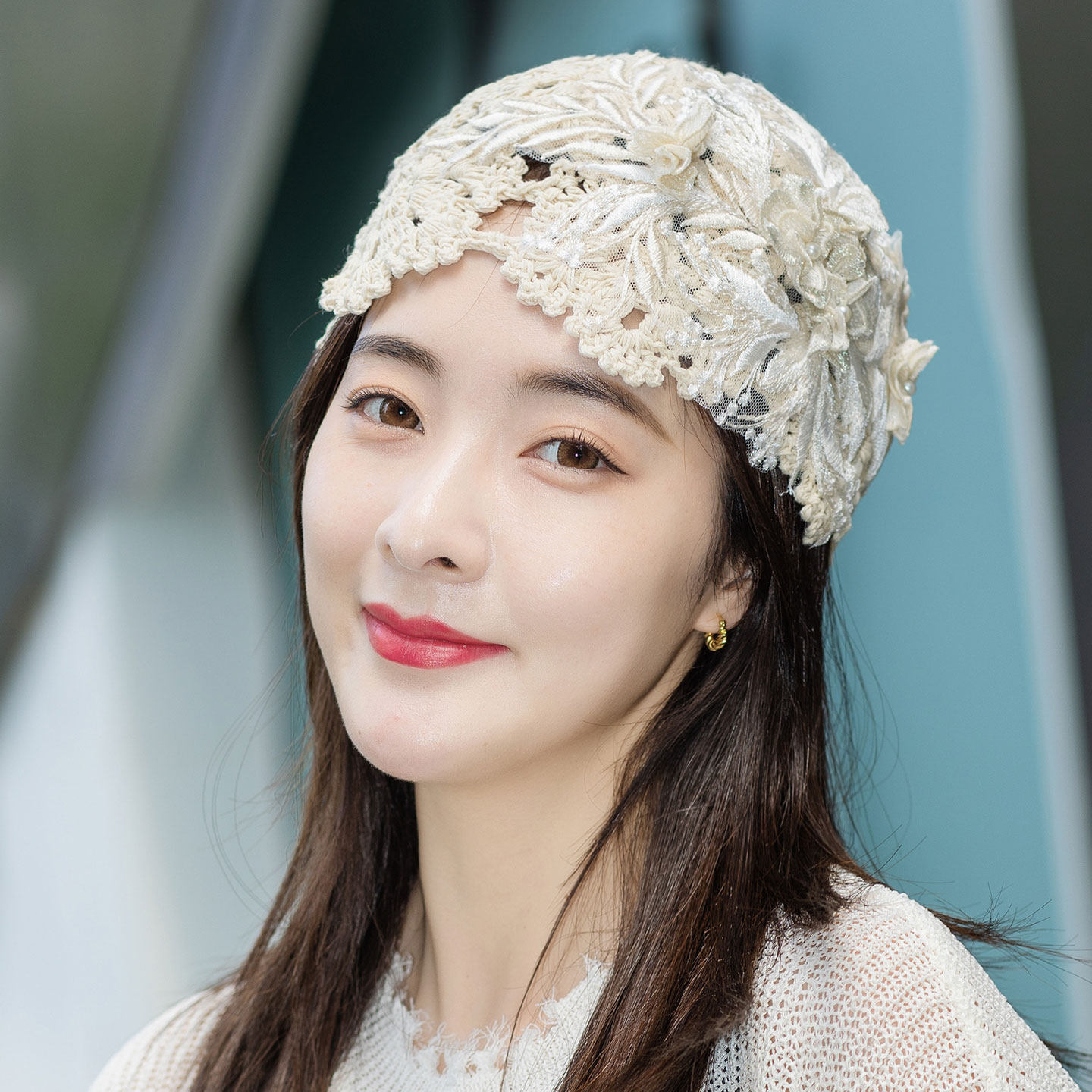 蕾丝花朵镂空针织帽女夏季