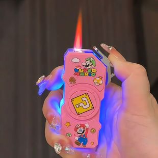 创意马里奥卡通打火机粉色炫酷充气防风电子点火解压网红网红爆款