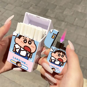 新款蜡笔小新可爱打火机烟盒粉色火焰便携网红同款20支装送男友潮