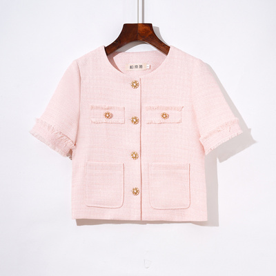 柏奈薇小香风短袖薄款百搭上衣