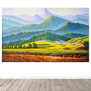 背有靠山巨人山镇宅旺业风景群山客厅背胶酒店办公室装饰壁画喷绘