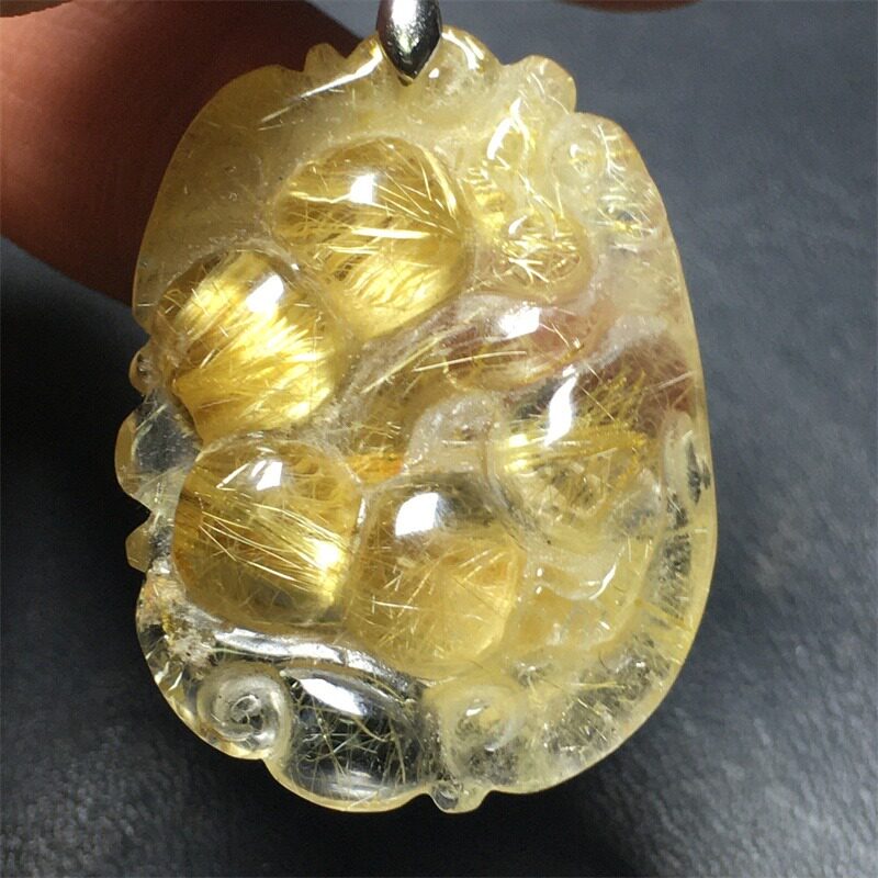 天然白水晶情侣通用款式项链吊坠挂件饰品内含金发晶钛晶方便携带