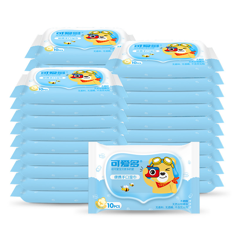 湿纸巾婴儿 可爱多绵柔便携10片*30包亲肤随身装无香湿纸巾学生