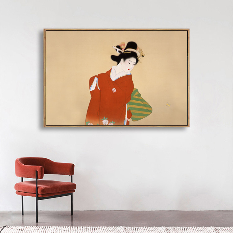 日式清新仕女图北欧装饰画客厅卧室床头玄关壁画酒店日式料理挂画