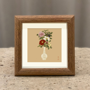 清瓶花图国画字画摆台花鸟画吉祥名画复制品仿古画装饰画茶桌挂画