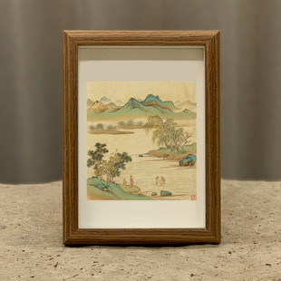 明陆士仁湖山佳趣山水画挂画字画摆台办公室玄关装饰国画禅意礼物