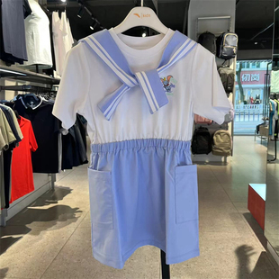 安踏儿童2024年新夏季女大童小飞象时尚针织运动连衣裙362428302