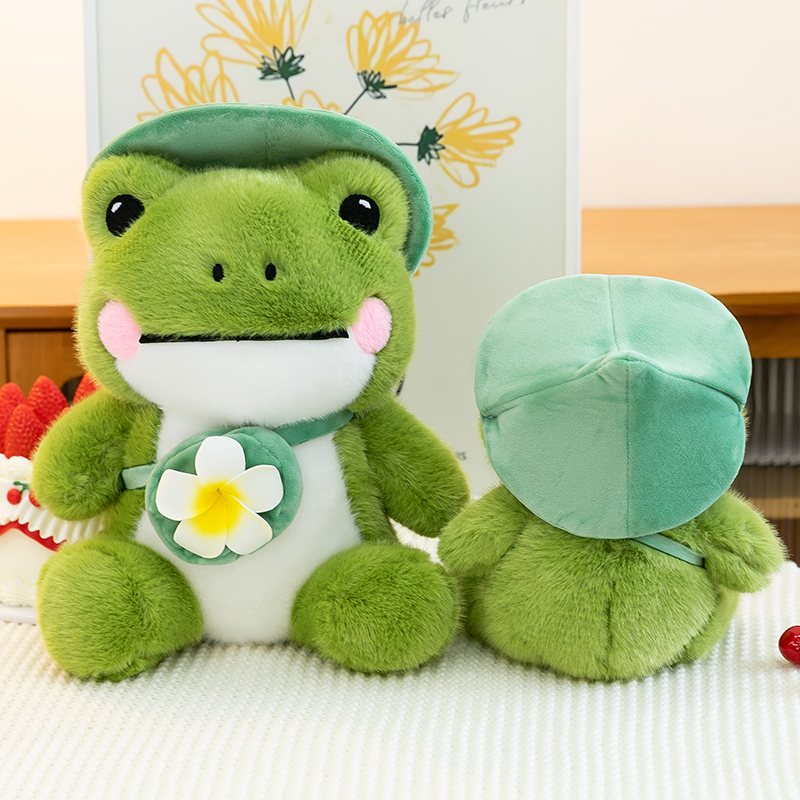可爱超软仿真旅行青蛙玩偶玩具送女孩睡觉抱枕玩偶布娃娃公仔玩具
