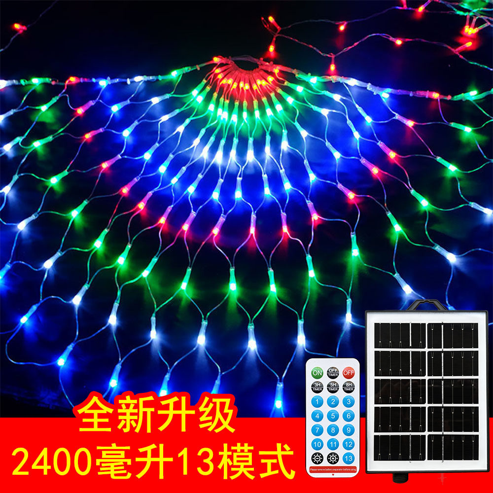 太阳能LED彩灯 孔雀灯网灯闪灯串110v防水圣诞节庆房间窗帘装饰灯