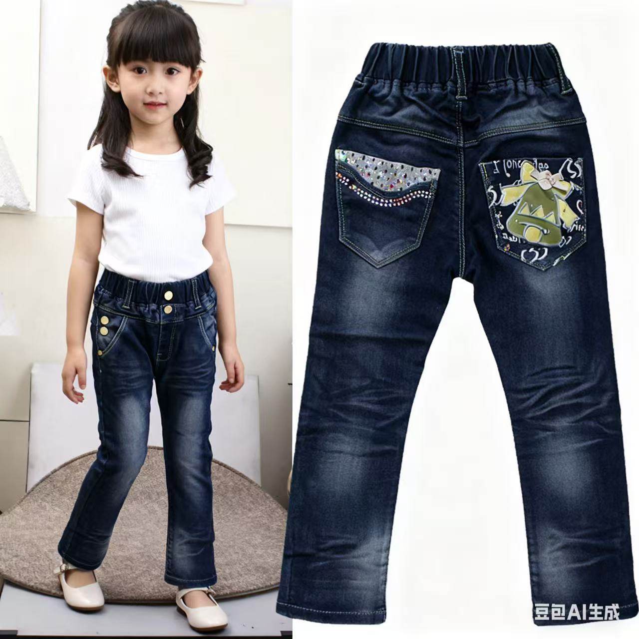 春秋女童牛仔裤1438065儿童长裤中大童休闲裤子松紧腰水洗休闲裤,童装/婴儿装/亲子装,儿童牛仔裤,淘宝优惠券,粉丝福利购,淘宝优惠卷