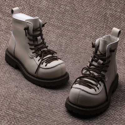 冬季儿童加绒复古工装马丁靴