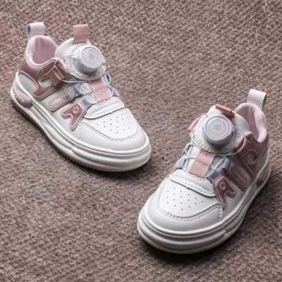 男女童卡通板鞋旋转纽扣板鞋