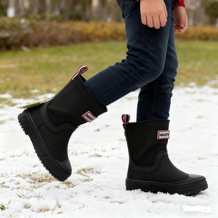 儿童鞋 冬季 日系简约英伦橡胶底防滑2690男女童加绒靴子二棉 包邮