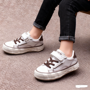 断码秋季儿童超迁皮面板鞋2691男女童魔术贴防滑耐磨防滑小白鞋