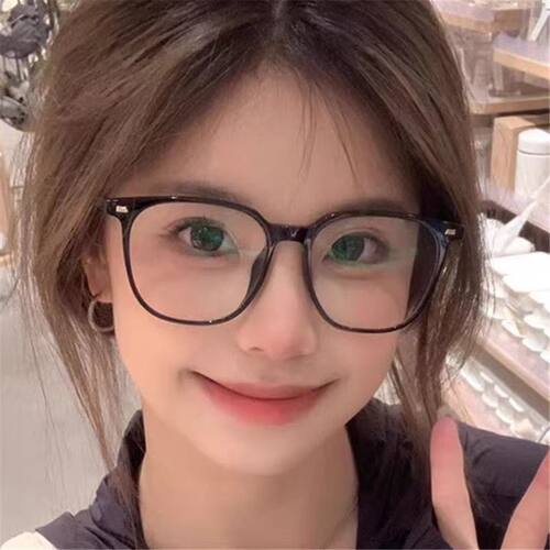 韩系黑框素颜眼镜女近视可配度数黑色大框防蓝光方圆脸眼睛框镜架