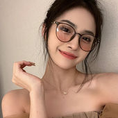 超轻冷茶色腮红眼镜女近视有度数纯欲氛围感素颜自带妆感 专属