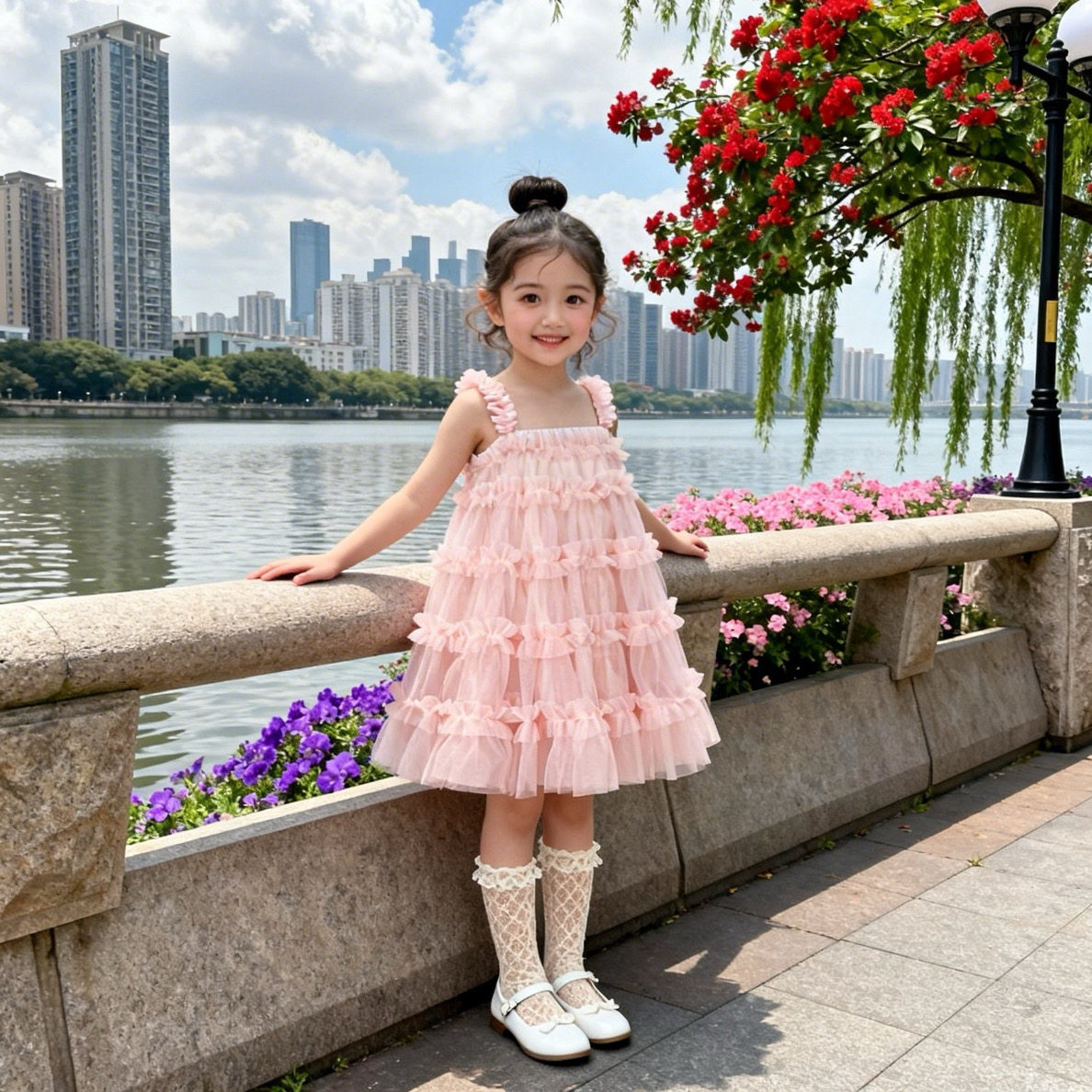 女童连衣裙夏装2026新款洋气儿童超仙网纱公主裙小女孩吊带蓬蓬裙