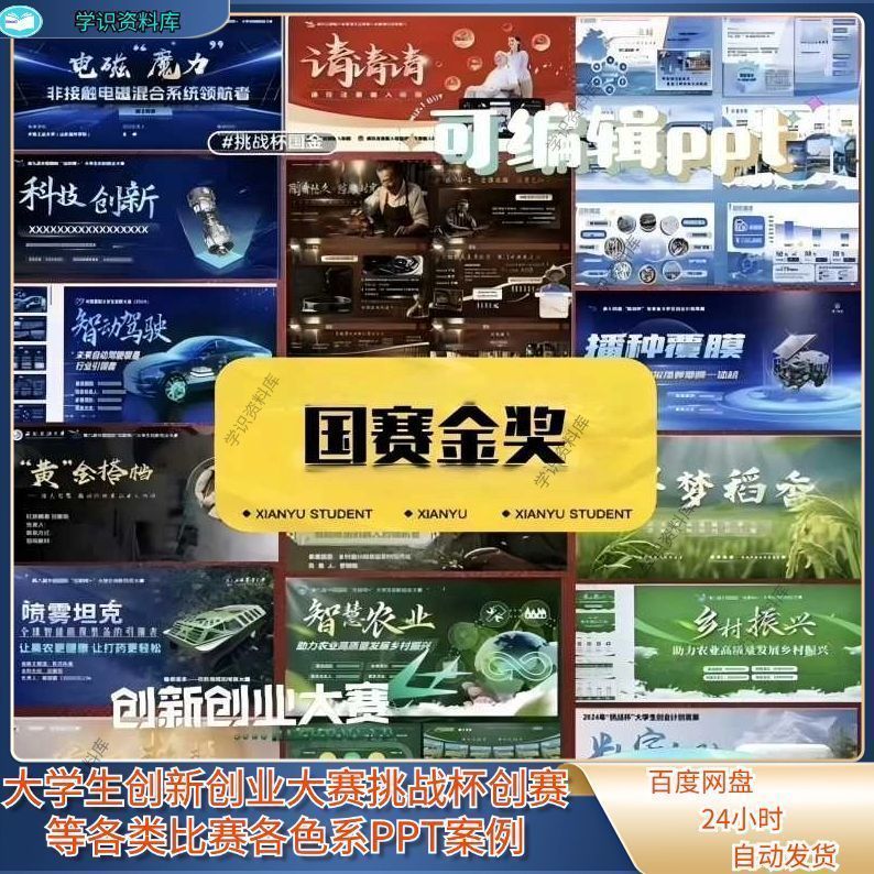 一百套国赛PPT大学生创新创业大赛各类比赛案例高端模板国金水平