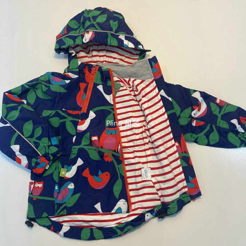 外贸儿童猫头鹰斜拉链冲锋衣户外服2025秋冬男女童薄款连帽登山服