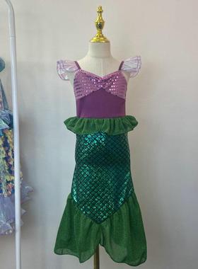 儿童美人鱼公主裙女童人鱼尾巴裙艺术照衣服表演cos服沙滩裙度假