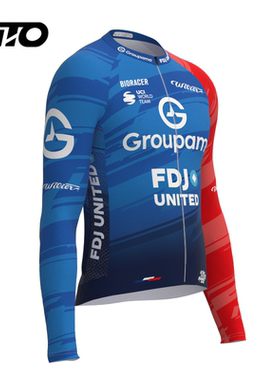 2026环法安盟车队版长袖骑行服透气速干公路车骑行装备蓝红车衣