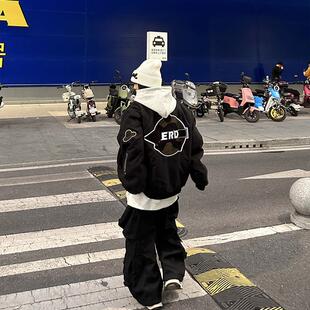 XKSHUO美式潮牌刺绣棒球服毛呢外套春秋冬新款夹棉宽松男女夹克