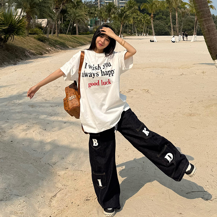 美式街头痞帅字母印花短袖T恤