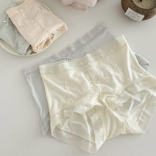 莫代尔中高腰法式蕾丝内裤