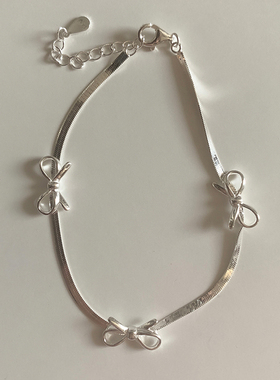 925纯银小蝴蝶结手链蛇骨链