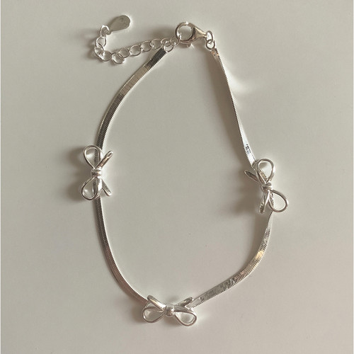 925纯银小蝴蝶结手链蛇骨链