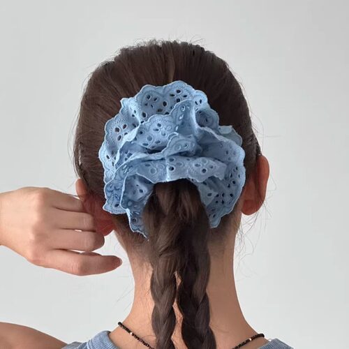 现货Sunup_Q韩国进口 博主同款蕾丝镂空花边大肠发圈头绳发绳