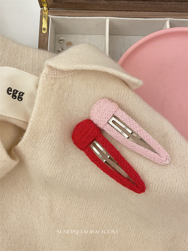 安哥拉兔毛针织三角发夹边夹