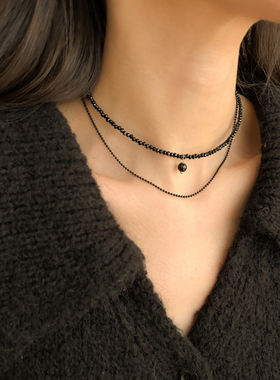 双层串珠小珠子项链锁骨链