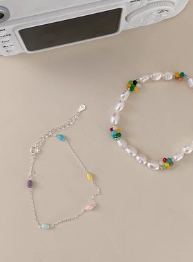 天然巴洛克珍珠小花朵小珠子手链