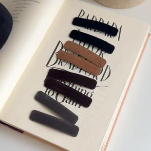 现Sunup_Q韩国ins 长方形植绒侧边夹刘海BB夹发饰 秋冬复古百搭