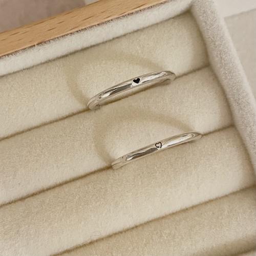 韩国ins925银黑色爱心戒指