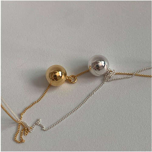 925银长款圆球吊坠项链