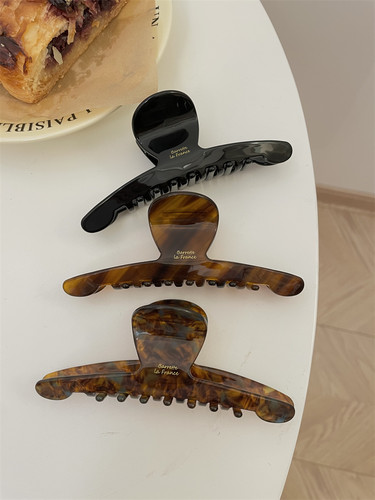 秋冬色系金标FRANCE抓夹盘发夹